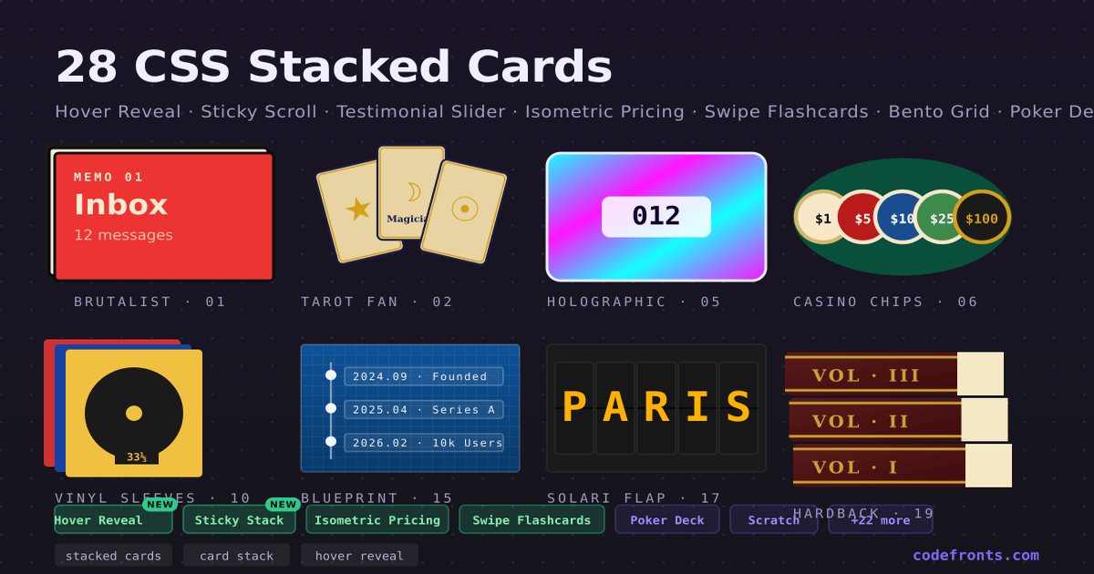 28 CSS Stacked Cards — Free Live Demos & Code | CodeFronts