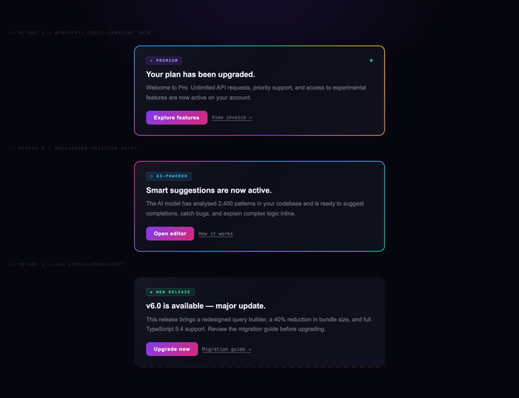 CSS Gradient Animated Border Alert — preview