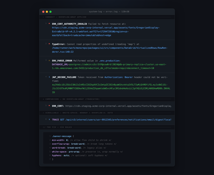 CSS Text Wrap Banner with Long Strings — preview