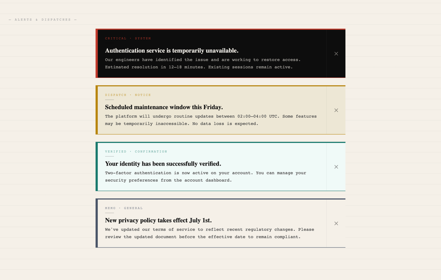 Dismissible CSS Alert with Close Button — preview