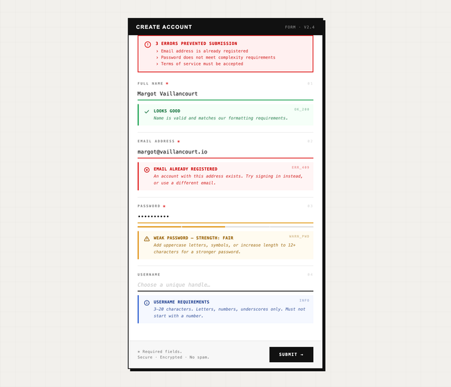 Inline Form Validation Alert CSS — preview