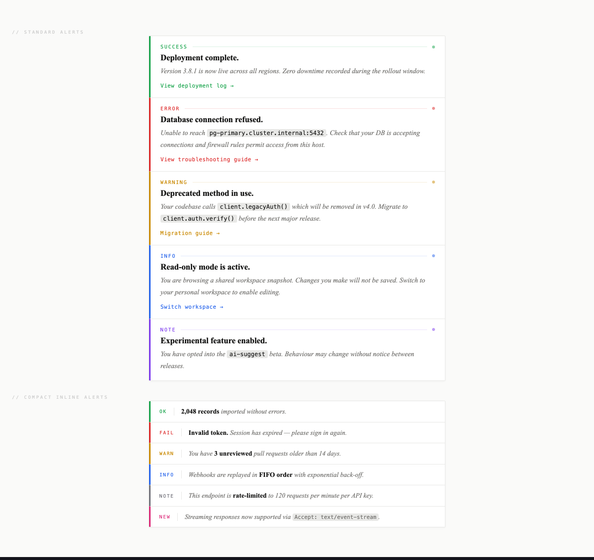 Minimalist Border Left CSS Alert — preview