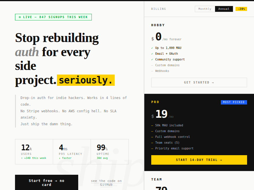 Indie SaaS Pricing — preview