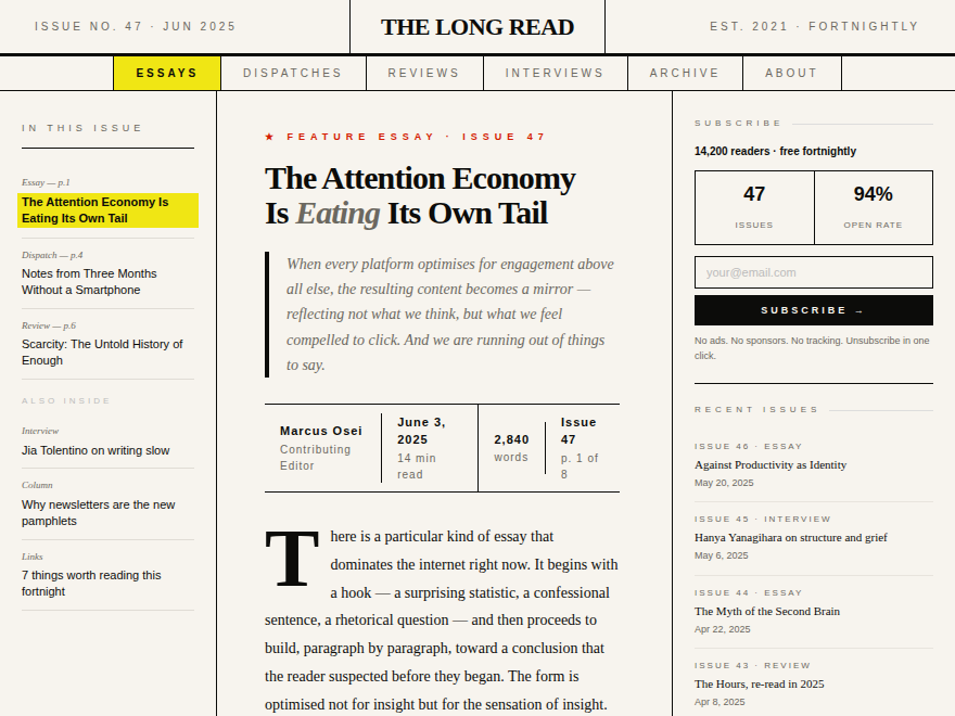 Long Read Editorial — preview