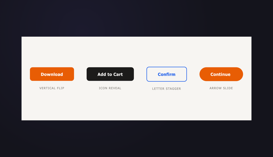 Kinetic Text Flip & Icon Reveal Button Effects — preview