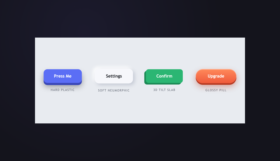 Modern 3D Skeuomorphic Button Press Effects — preview