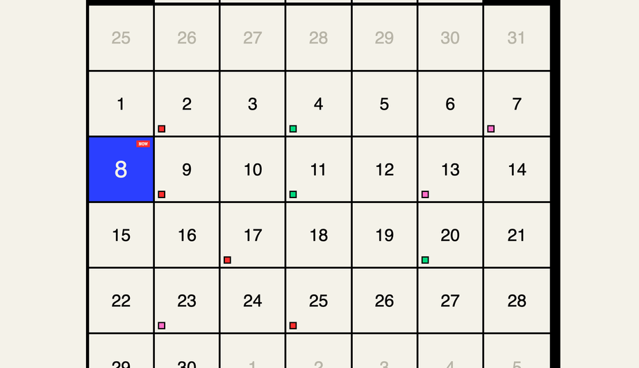 Brutalist Bold Typography Calendar — preview
