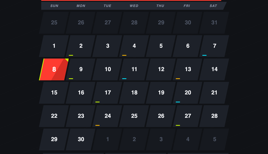 Diagonal Slanted Grid Calendar — preview