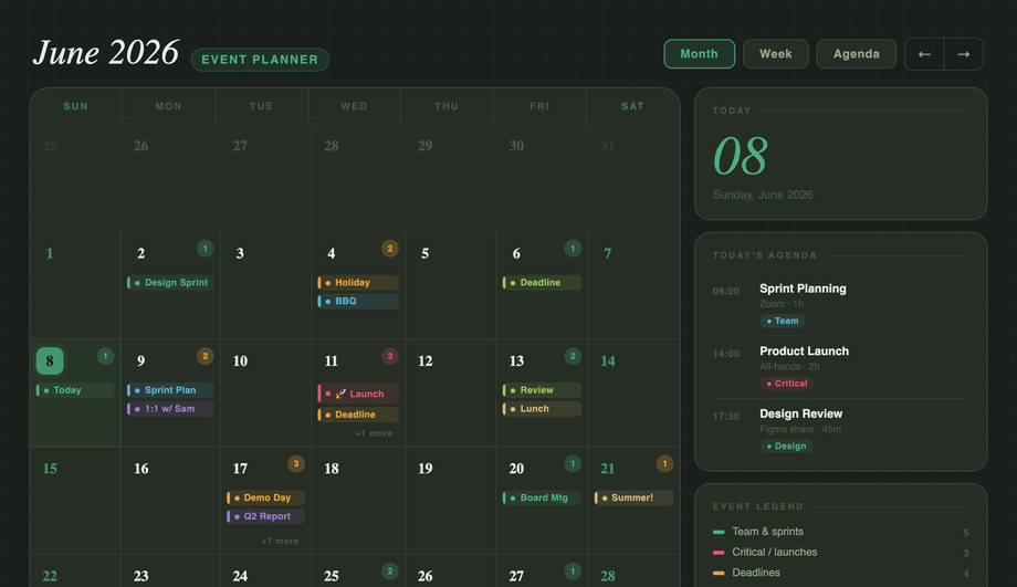 Event Planner & Schedule Layout — preview