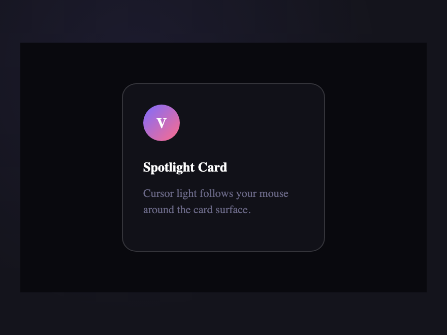 Cursor Spotlight Card — preview