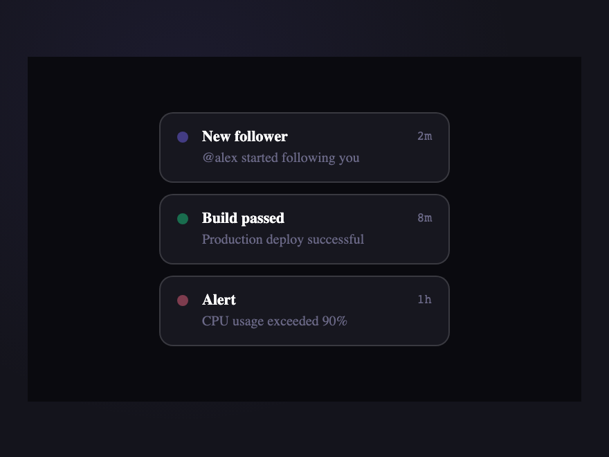 Notification Stack Card — preview
