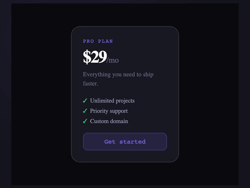 Pricing Card — preview