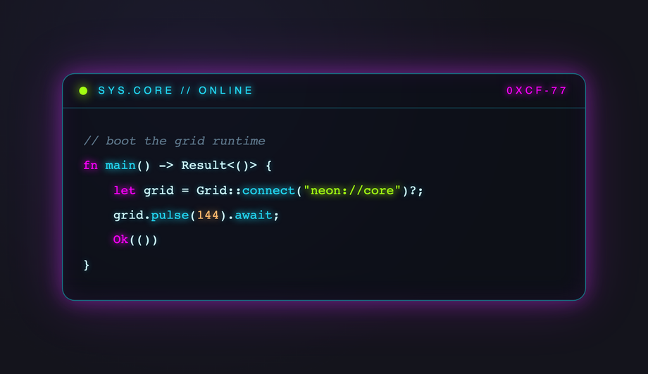 Glow-Effect & Neon Tech Code Block — preview