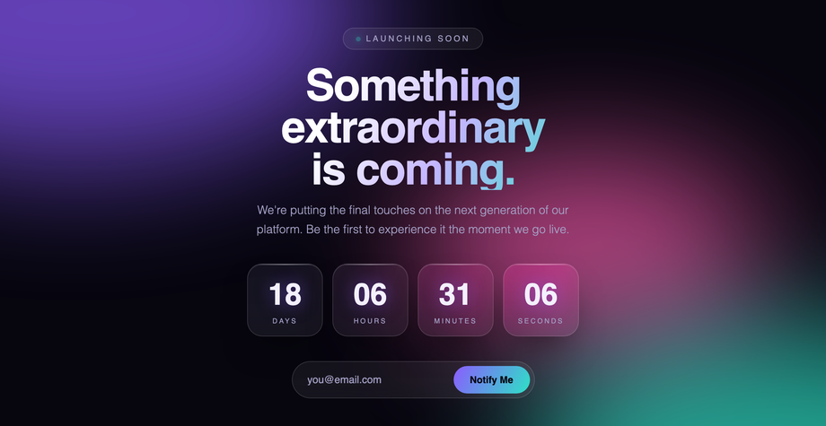 "Coming Soon" & Product Launch Landing Pages — preview