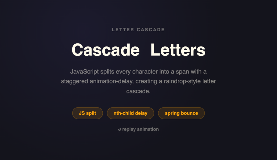 Cascade Letter Drop Fade — preview
