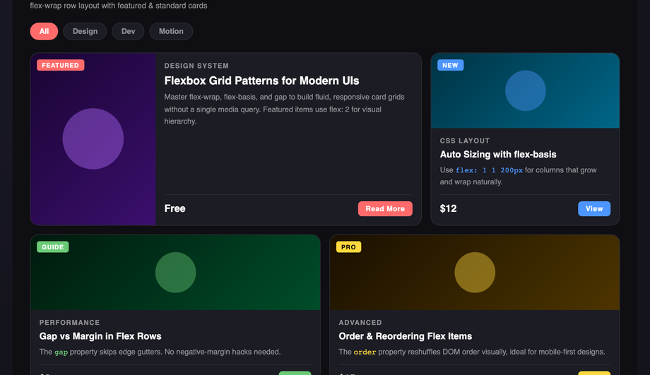 CSS Flexbox Card Grid Layout — preview