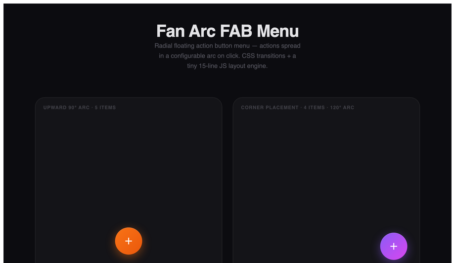 Fan Arc FAB Menu — preview