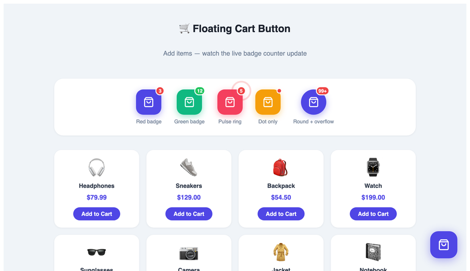 Floating Cart Badge — preview
