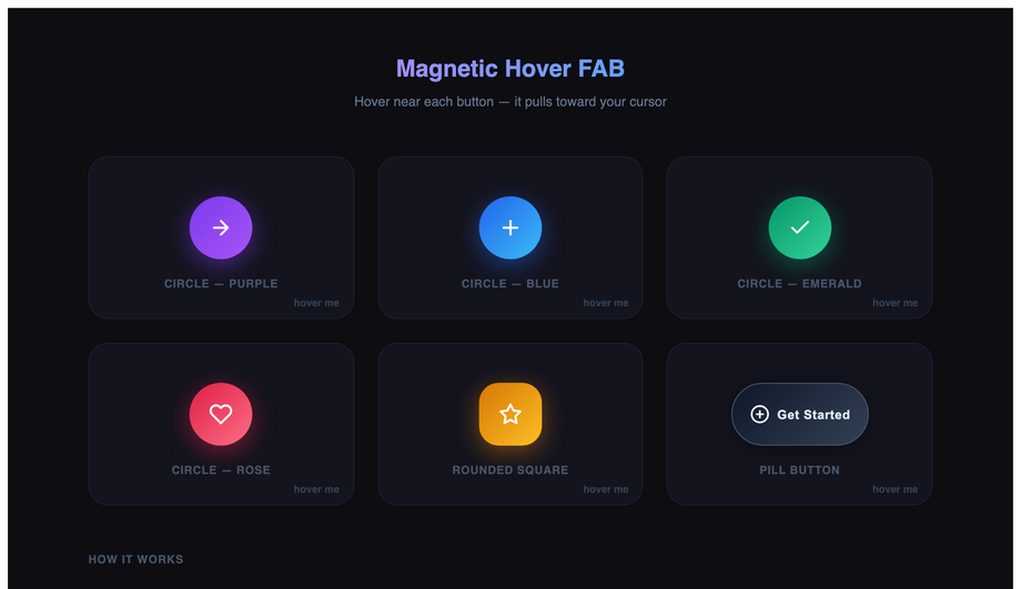 Magnetic Hover FAB — preview