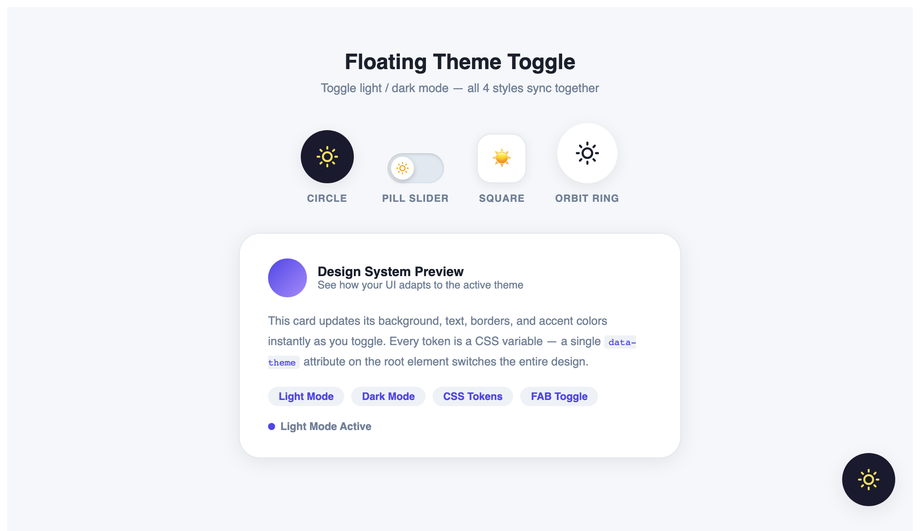 Theme Toggle FAB — preview