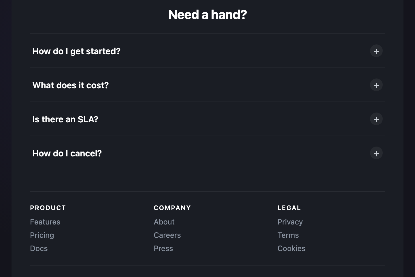 FAQ Drawer — preview