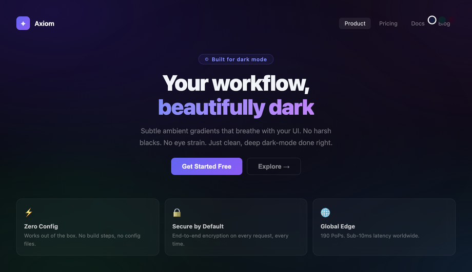 CSS Dark Mode Subtle Mesh Pulse — preview