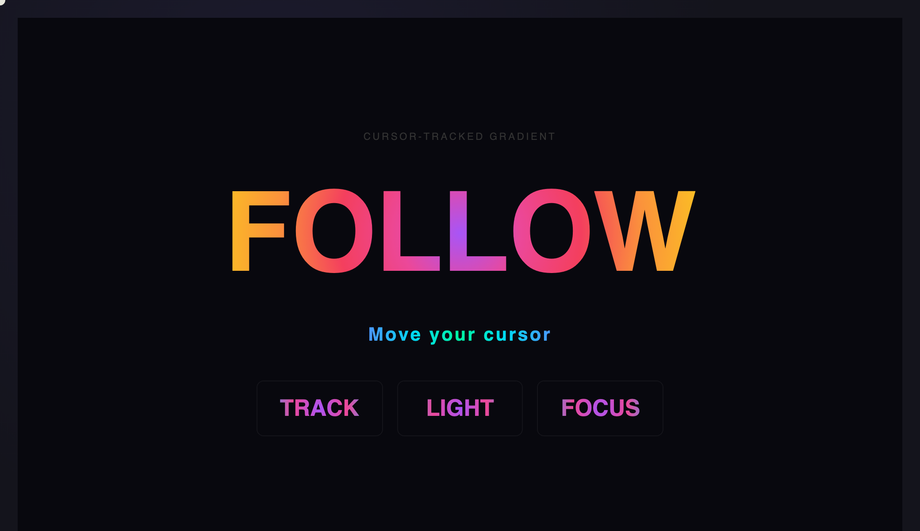 CSS Cursor-Tracked Radial Gradient Text — preview