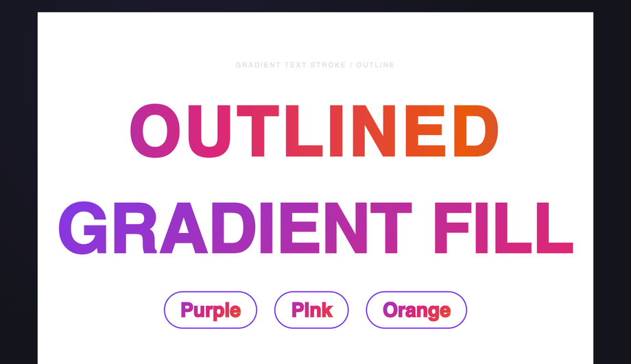 CSS Gradient Text Outline Stroke Effect — preview