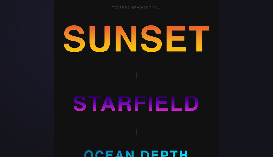 CSS Gradient Text Texture Fill — Sunset Starfield Ocean — preview