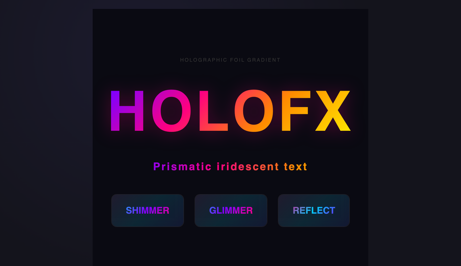CSS Holographic Foil Iridescent Gradient Text — preview