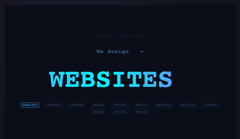 CSS Typewriter Loop Gradient Text Animation — preview