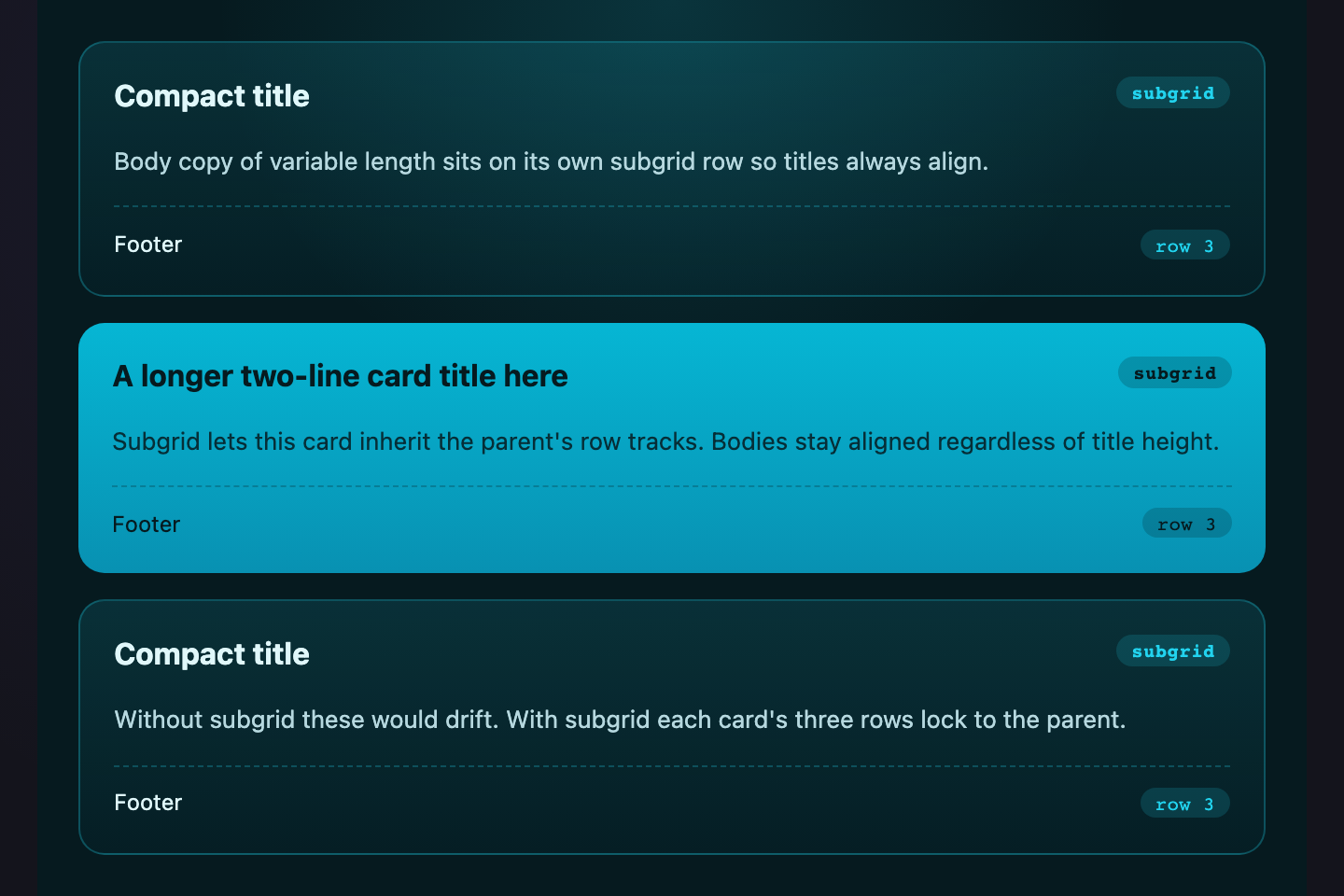 Subgrid Card — preview