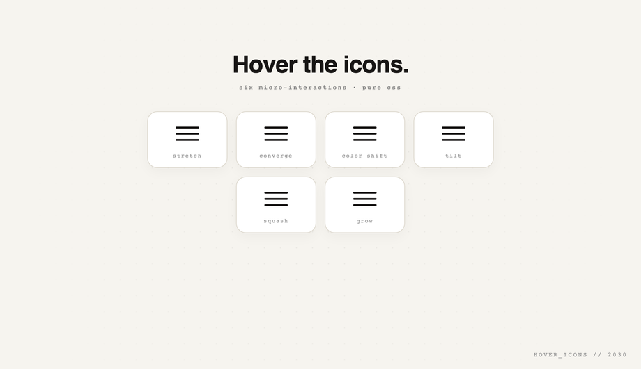 Minimalist 3-Line CSS Menu Icon with Hover Effects — preview