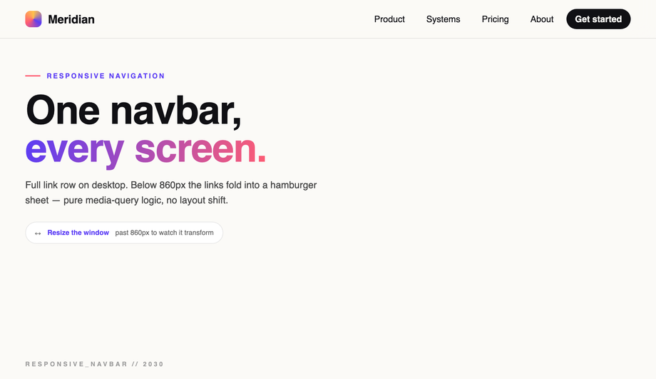 Responsive Navbar with Mobile-Only Hamburger Toggle — preview