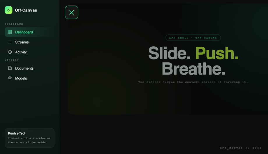 Slide-out Sidebar / Off-Canvas Navigation — preview