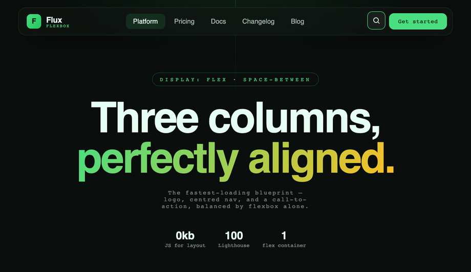Flexbox 3-Column Navbar Header — preview