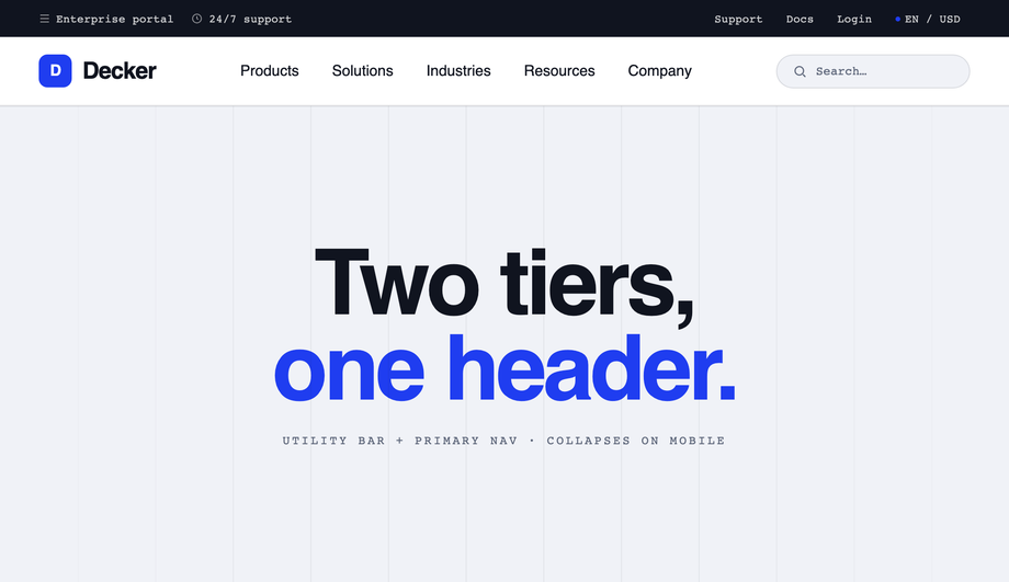 Two-Tier Double-Decker Header — preview