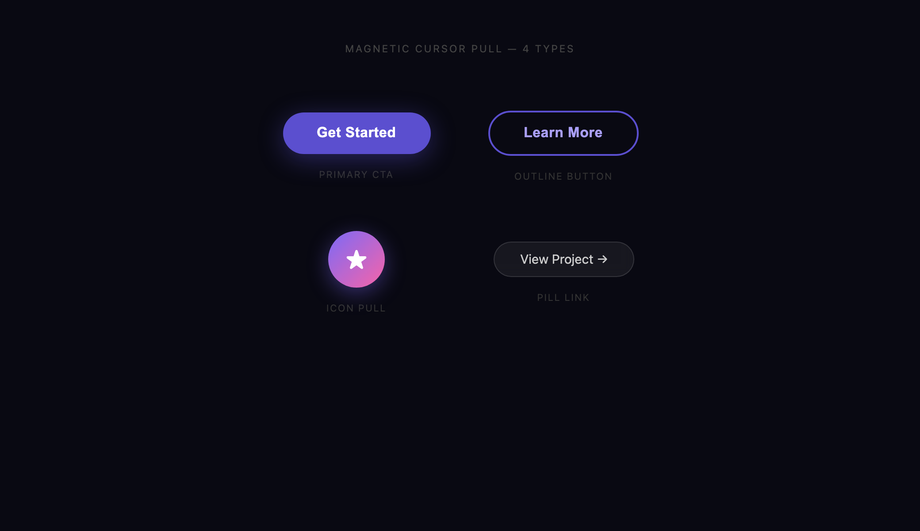 CSS Magnetic Cursor Pull Hover Effect — preview
