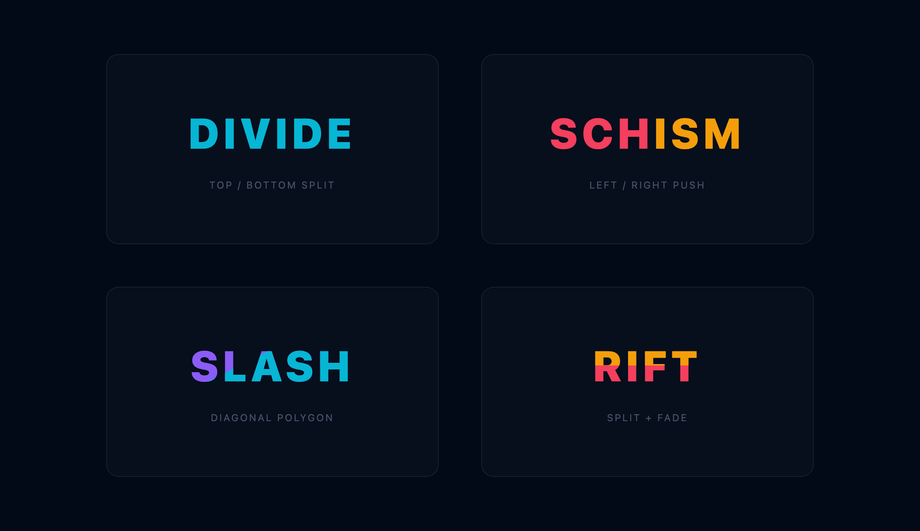CSS Split Text Hover Effect — preview