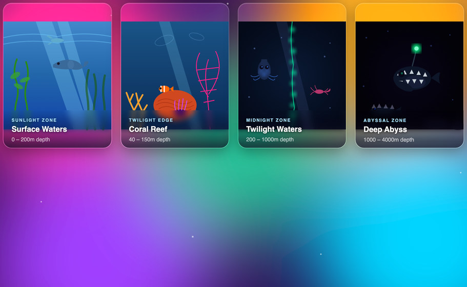 CSS Glassmorphism Hover Cards — preview