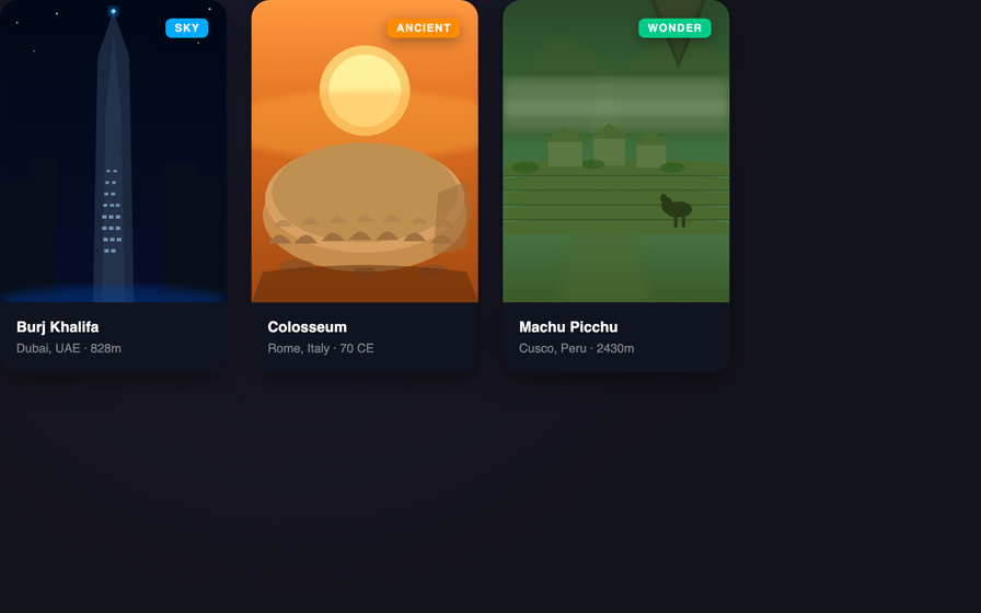 CSS Tilt Parallax Image Cards — preview