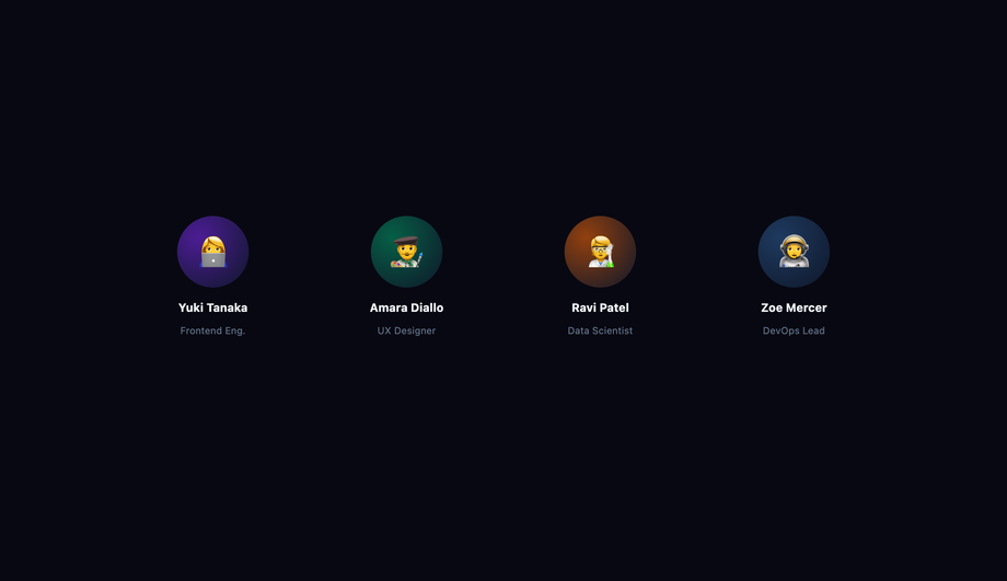 Circular Team Profile Avatar Hover CSS — preview