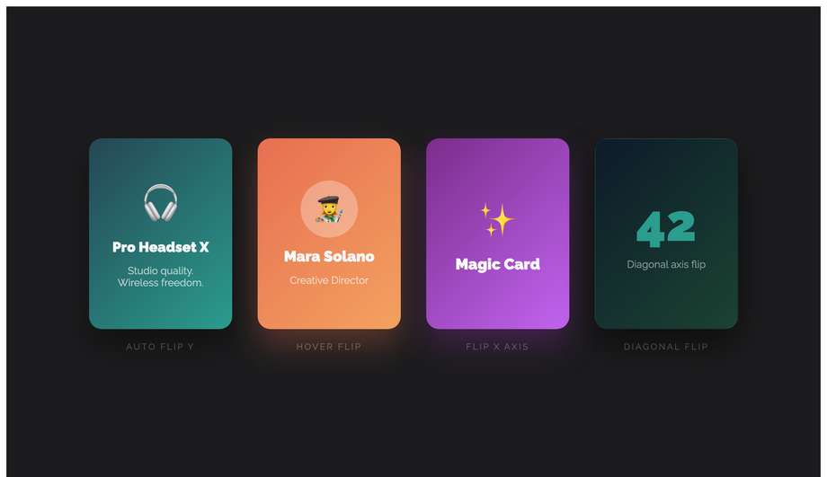 CSS 3D Flip Card Animation — preview