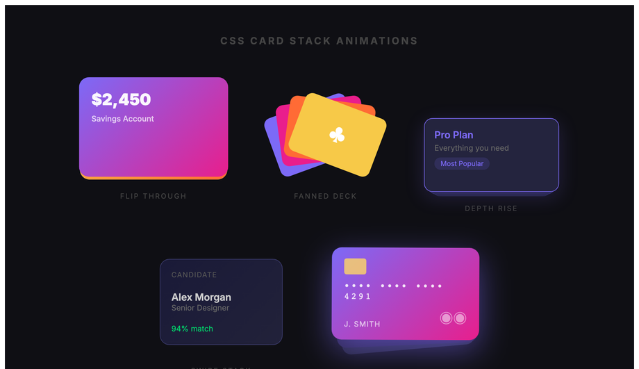 CSS Card Stack Animation — preview