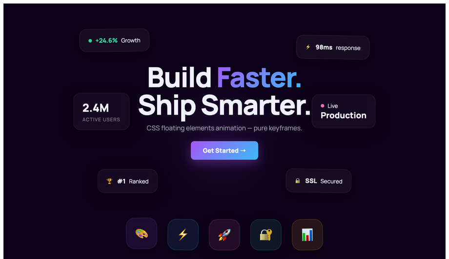 CSS Floating Elements Animation — preview