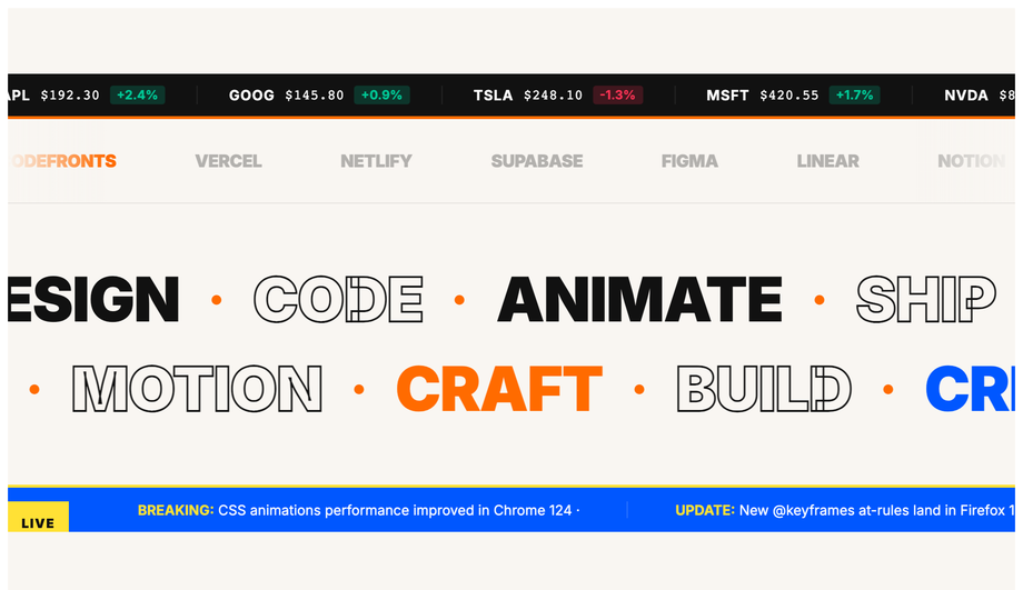 CSS Infinite Scroll Ticker Animation — preview