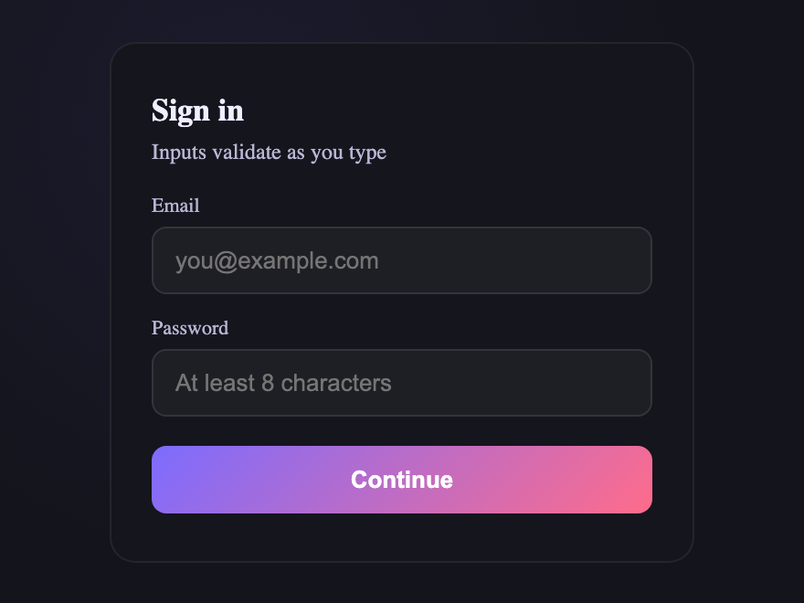 Inline Validation — preview