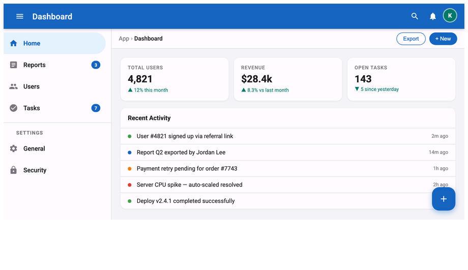 Material Design App Shell Layout CSS — preview