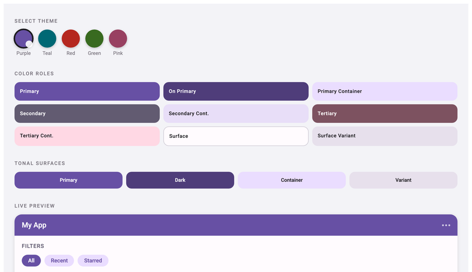Material Design Color Palette CSS — preview