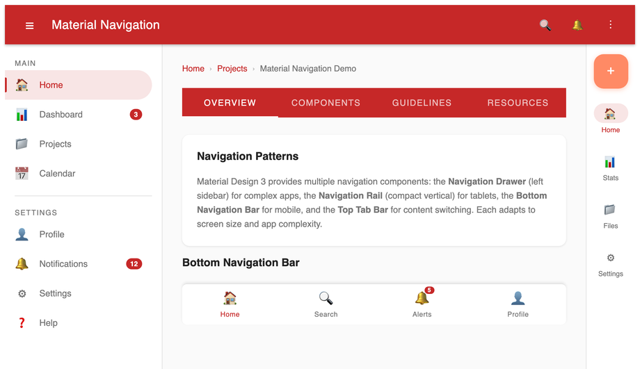 Material Design Navigation CSS — preview